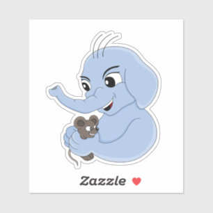 Cute elephant girl cartoonCustom-Cut Vinyl Sticker