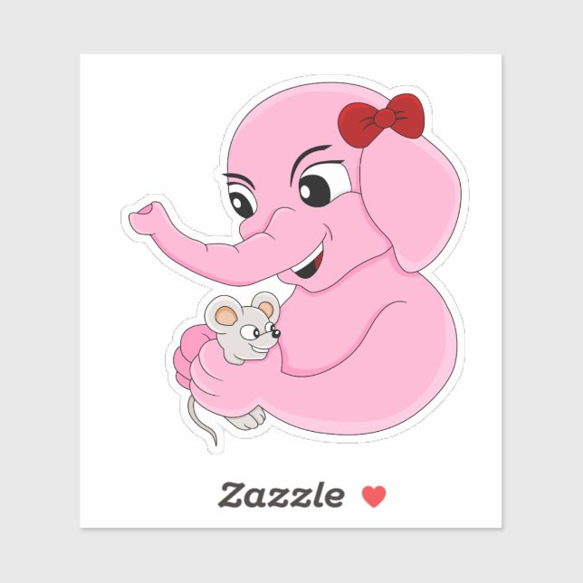 Cute elephant girl cartoonCustom-Cut Vinyl Sticker (Sheet)