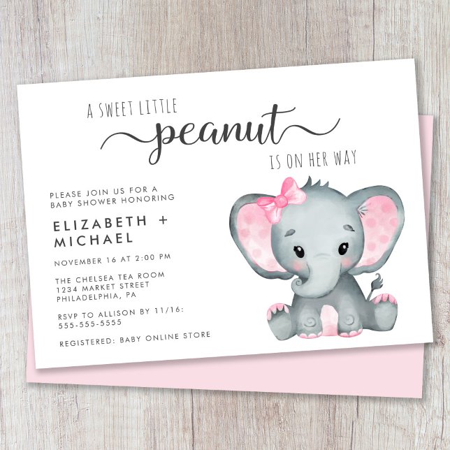 Cute Elephant Girl Couples Baby Shower Invitation (Creator Uploaded)
