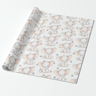 Cute Elephant Girls Nursery Baby New Born Gift Wrapping Paper