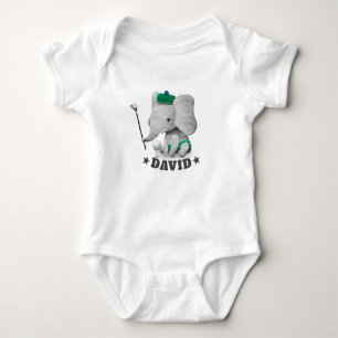 Cute Elephant Golf Boy Baby Bodysuit