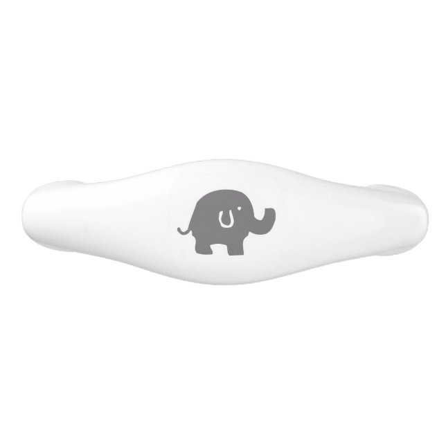 Cute Elephant Grey And White Drawer Pull (Front)