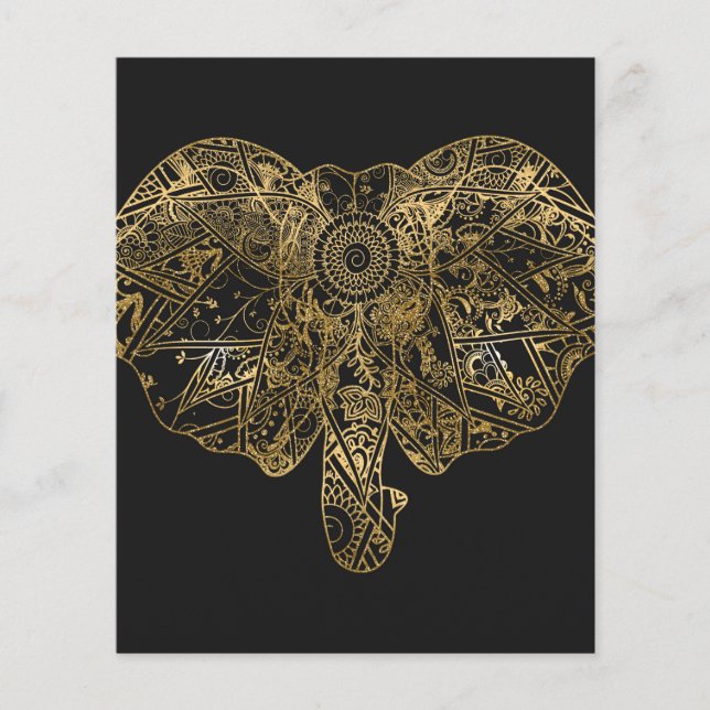 Cute Elephant hand drawn Henna floral (Front)