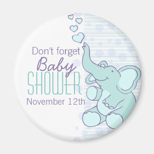 Cute Elephant hearts baby shower magnet