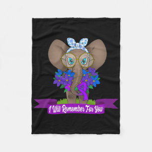 Cute Elephant Heimerheimer Awareness Gift Purple R Fleece Blanket
