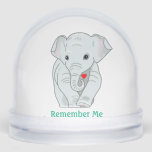 Cute Elephant Holding a Heart on White<br><div class="desc">Cute Elephant Holding a Heart on White Snow Globe. Text can be personalised for Birthday,  party favour,  anniversary,  everyday event,  thinking of you,  Thank you,  etc etc etc</div>