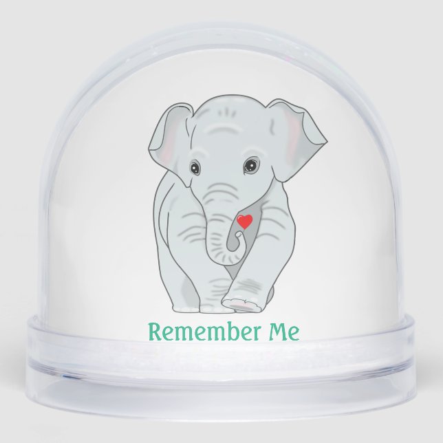 Cute Elephant Holding a Heart on White Snowglobe (Front)