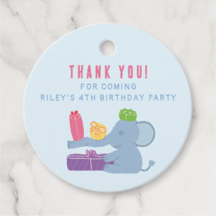 Cute Elephant Holding Gifts Party Favour Tags