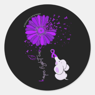 Cute Elephant Hope Fight Cure Sunflower Heimerheim Classic Round Sticker