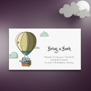 Cute Elephant Hot Air Balloon Bring a Book Enclosure Card