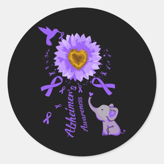 Cute Elephant I Will Remember For You Sunflower He Classic Round Sticker (Front)