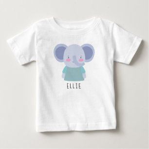 Cute Elephant Illustration - Customisable Baby T-Shirt