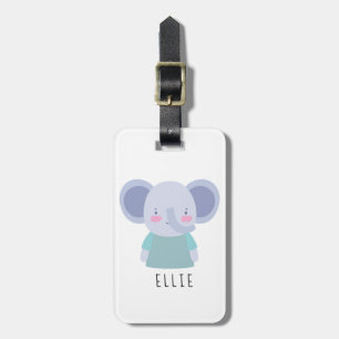 Cute Elephant Illustration - Customisable Luggage Tag