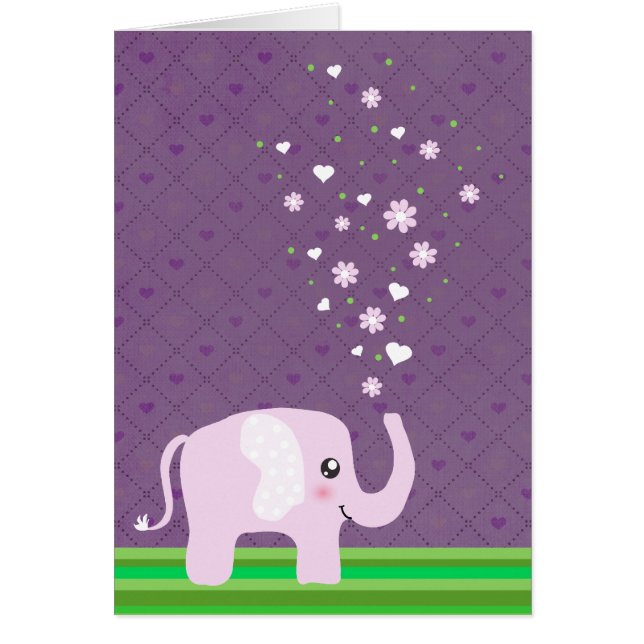 Cute elephant in girly pink & purple (Front)