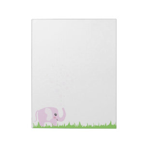 Cute elephant in girly pink & purple notepad