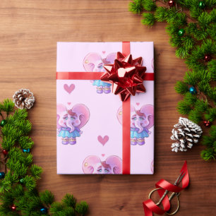 Cute Elephant In Love Wrapping Paper