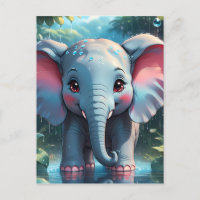 Cute Elephant in the Rain