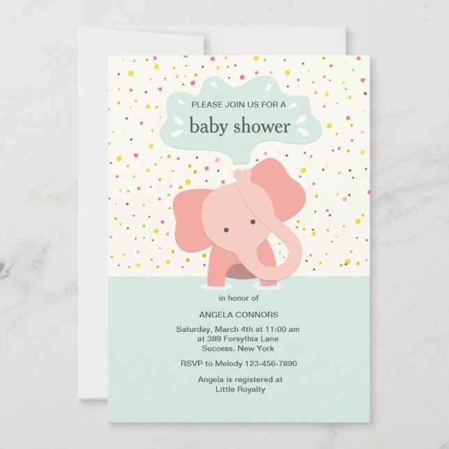 Cute Elephant Invitation (Front)