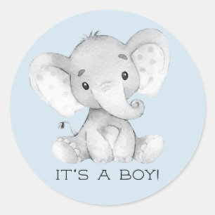Cute Elephant It' a Boy Favour Sticker