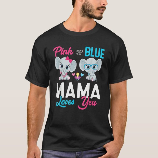 Cute Elephant Keeper Of The Gender Mama Loves You  T-Shirt (Front)