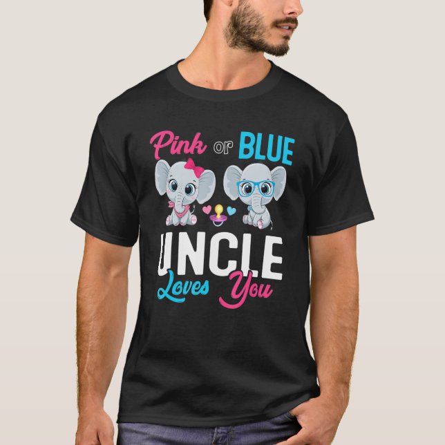 Cute Elephant Keeper Of The Gender Uncle Loves You T-Shirt (Front)