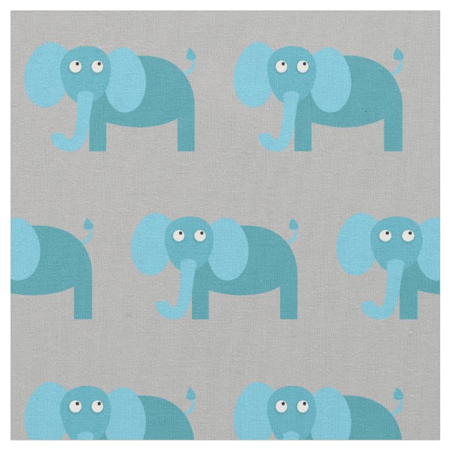 Cute Elephant Kid Baby Nursery Grey Fabric (Close Up)