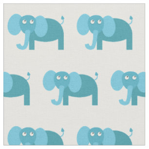 Cute Elephant Kid Baby Nursery White Fabric