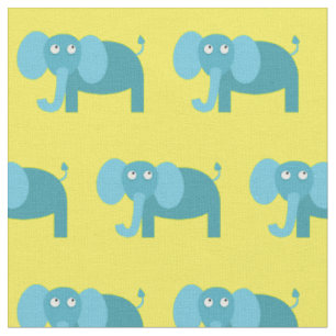 Cute Elephant Kid Baby Nursery Yellow Fabric