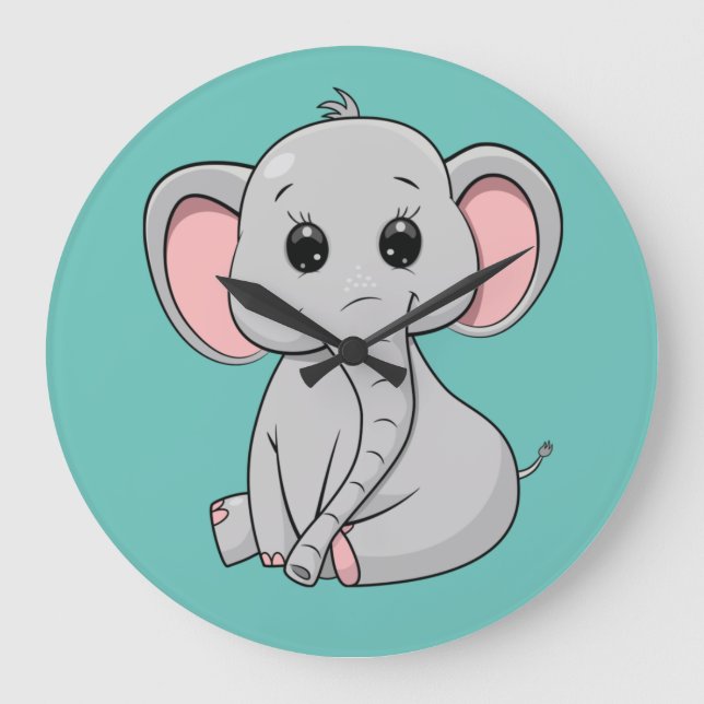 Cute Elephant Large Clock (Front)