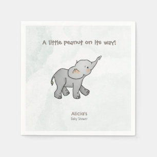 Cute Elephant Little Peanut On its Way Baby Shower Napkin