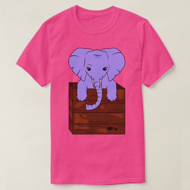 Cute elephant looking out of a box T-Shirt (Design Front)