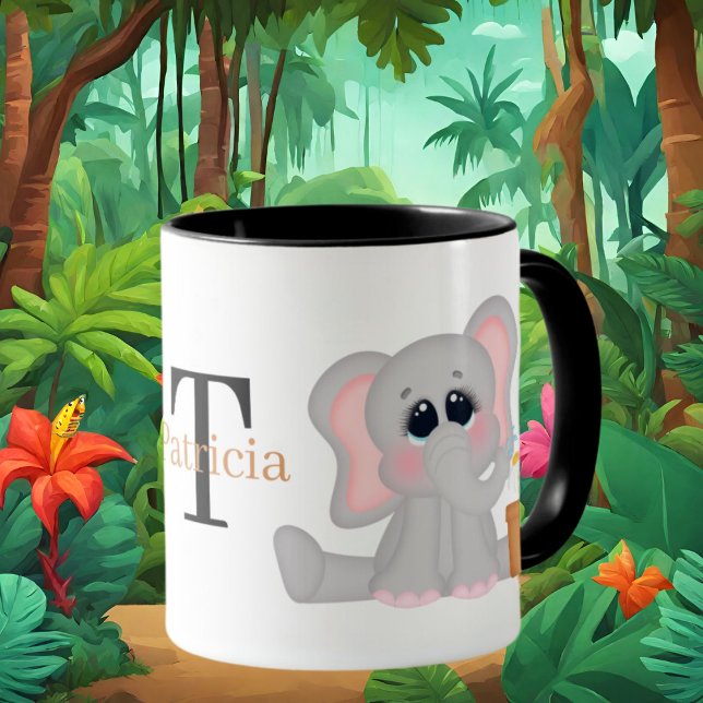 Cute elephant lovers add monogram mug (Creator Uploaded)