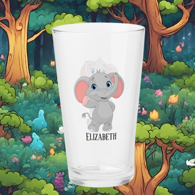 Cute elephant lovers add name Glass (Creator Uploaded)