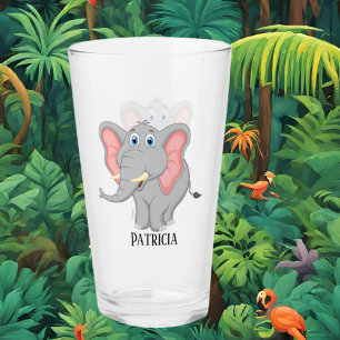 Cute elephant lovers add name Glass