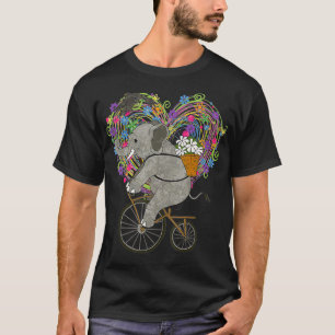 Cute Elephant Loves Cycling On Vintage Bike  Flora T-Shirt