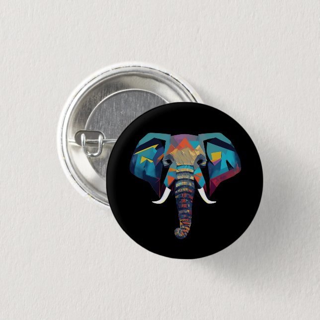 Cute Elephant low poly illustration 3 Cm Round Badge (Front & Back)