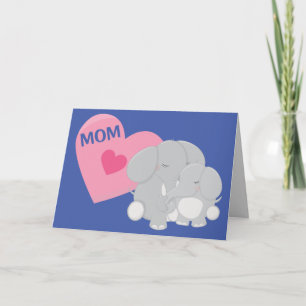 Cute Elephant Mama and Baby Mother's Day Card