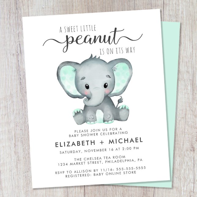 Cute Elephant Mint Couples Baby Shower Invitation (Creator Uploaded)