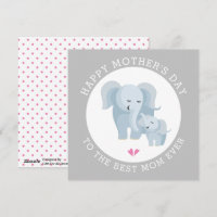 Cute elephant mother and baby grey Mothers Day