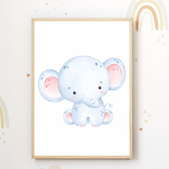 Cute Elephant Nursery Poster Kids Room Decor (Creator Uploaded)