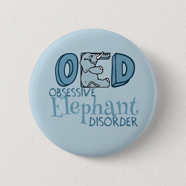 Cute Elephant Obsessed Blue 6 Cm Round Badge (Front)