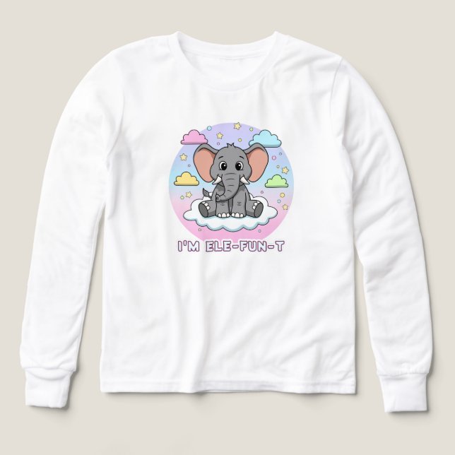 Cute Elephant on Cloud - I'm Ele-Fun-t Pun (Design Front)