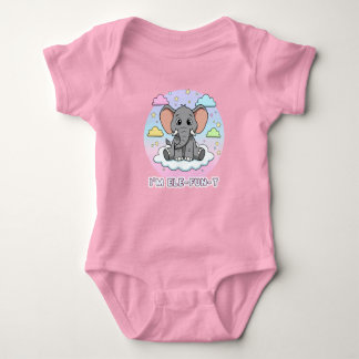 Cute Elephant on Cloud - I'm Ele-Fun-t Pun Baby Bodysuit