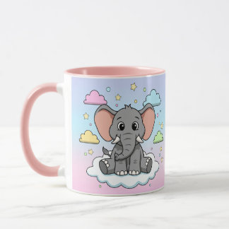Cute Elephant on Cloud - I'm Ele-Fun-t Pun Mug