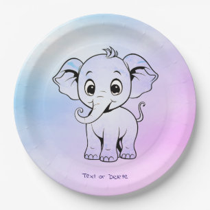 Cute Elephant Paper Plate