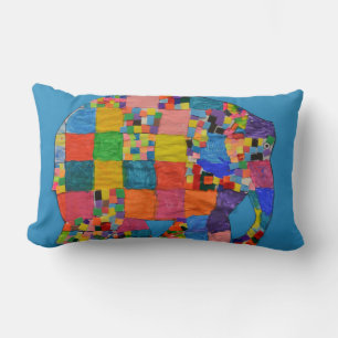 Cute Elephant Patchwork Collage Lumbar Cushion