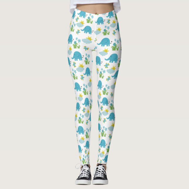 Cute Elephant Pattern leggings (Front)