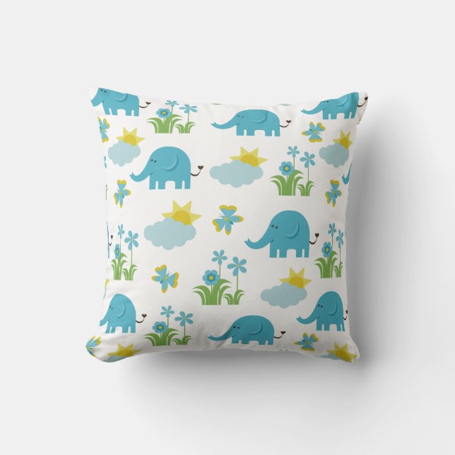 Cute Elephant Pattern throw pillows (Front)