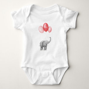 Cute elephant personalised baby bodysuit (pink)
