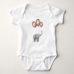 Cute elephant personalised baby bodysuit (rainbow)